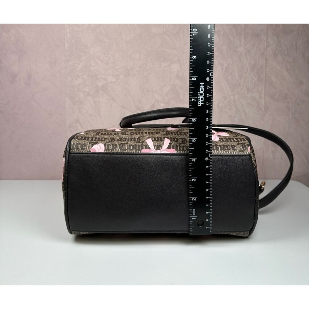 Juicy Couture Simply Sweet Bow Satchel Crossbody Brown Pink Logo Bag w/ Charm - Picture 4 of 13